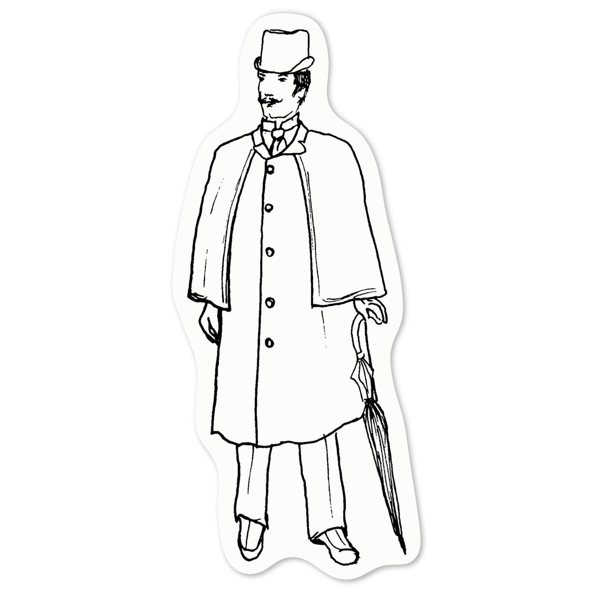 'Victorian Man' White Premium Vinyl Decal Sticker – Waterproof, Durable & Easy to Apply - For Car Bumpers, Windows, Bins & More - Medium (100mm) (DW00006706)