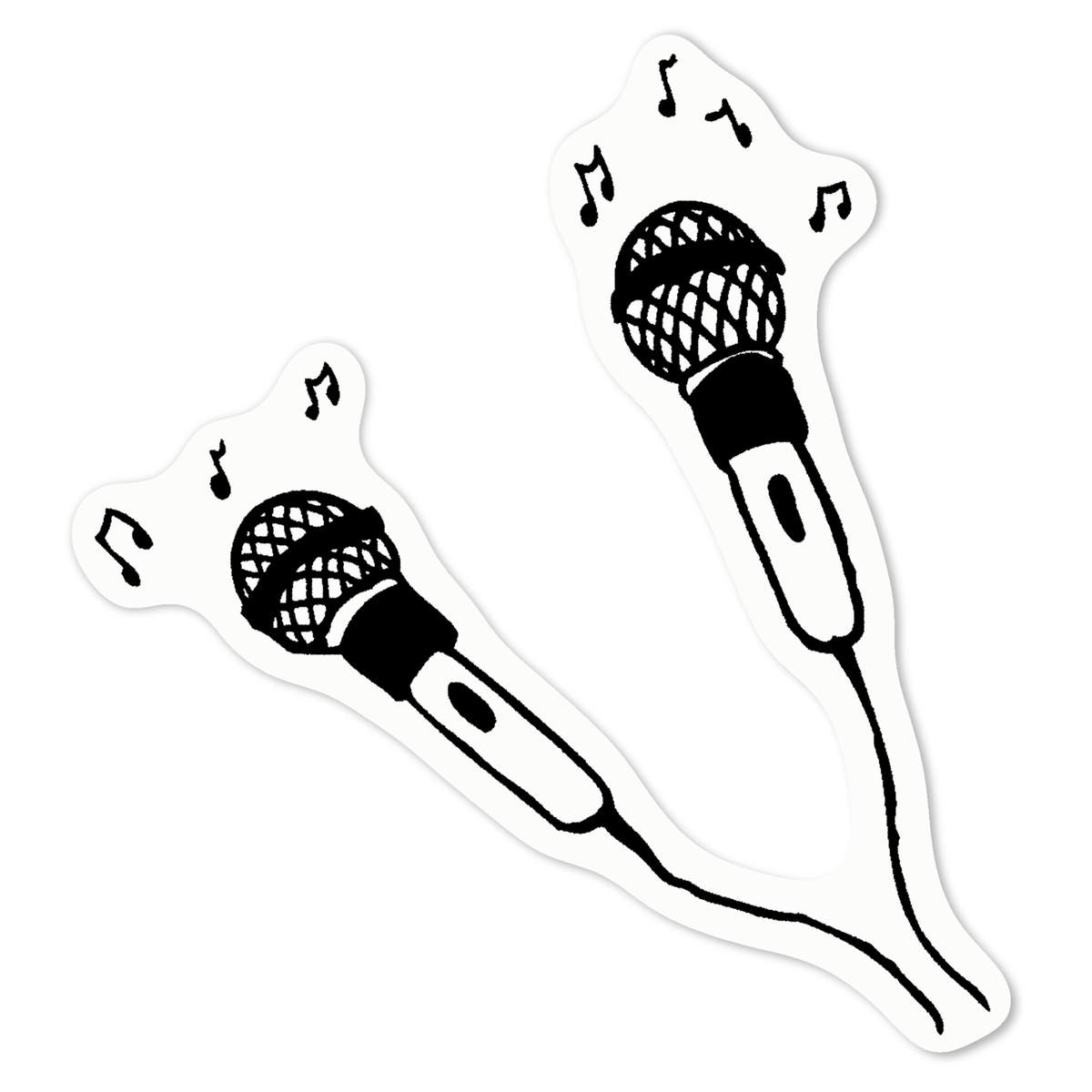 'Microphones' White Premium Vinyl Decal Sticker – Waterproof, Durable & Easy to Apply - For Car Bumpers, Windows, Bins & More - Medium (100mm) (DW00007746)