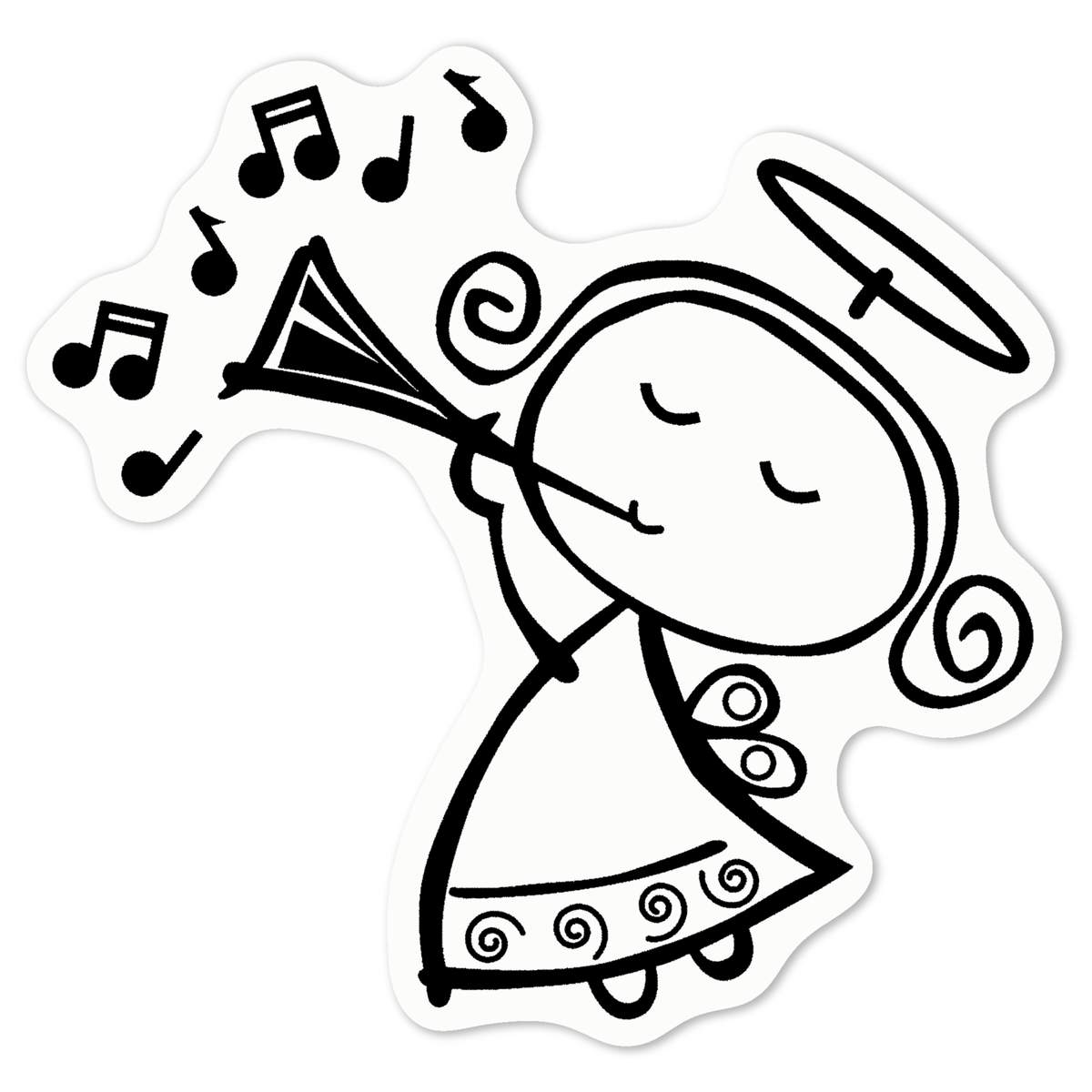 'Cute Musical Angel' White Premium Vinyl Decal Sticker – Waterproof, Durable & Easy to Apply - For Car Bumpers, Windows, Bins & More - Medium (100mm) (DW00014474)