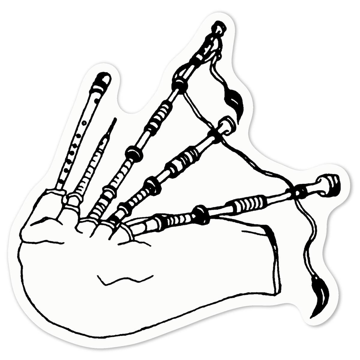 'Musical Bagpipes' White Premium Vinyl Decal Sticker – Waterproof, Durable & Easy to Apply - For Car Bumpers, Windows, Bins & More - Medium (100mm) (DW00017986)