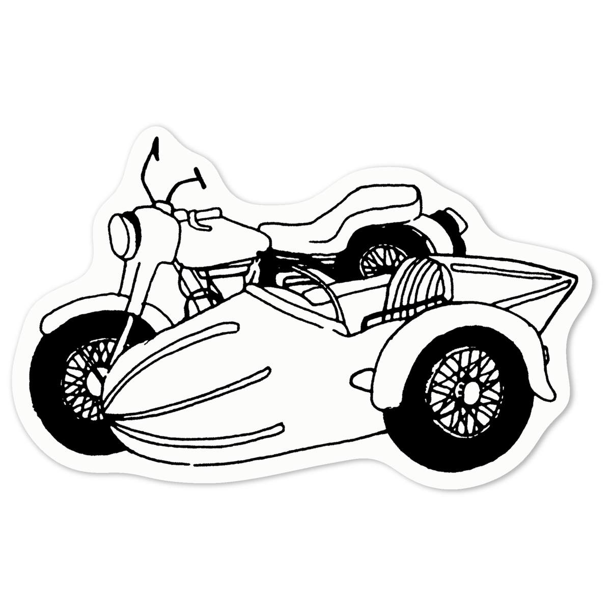 'Motorcycle Side Car' White Premium Vinyl Decal Sticker – Waterproof, Durable & Easy to Apply - For Car Bumpers, Windows, Bins & More - Medium (100mm) (DW00018498)