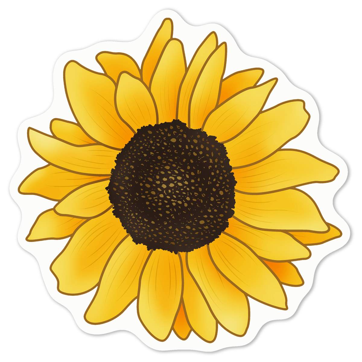 'Sunflower' Vinyl Decal Sticker - White, 10cm - Waterproof Permanent Graphic for Cars, Windows, Bins and Smooth Surfaces (DW00032482)