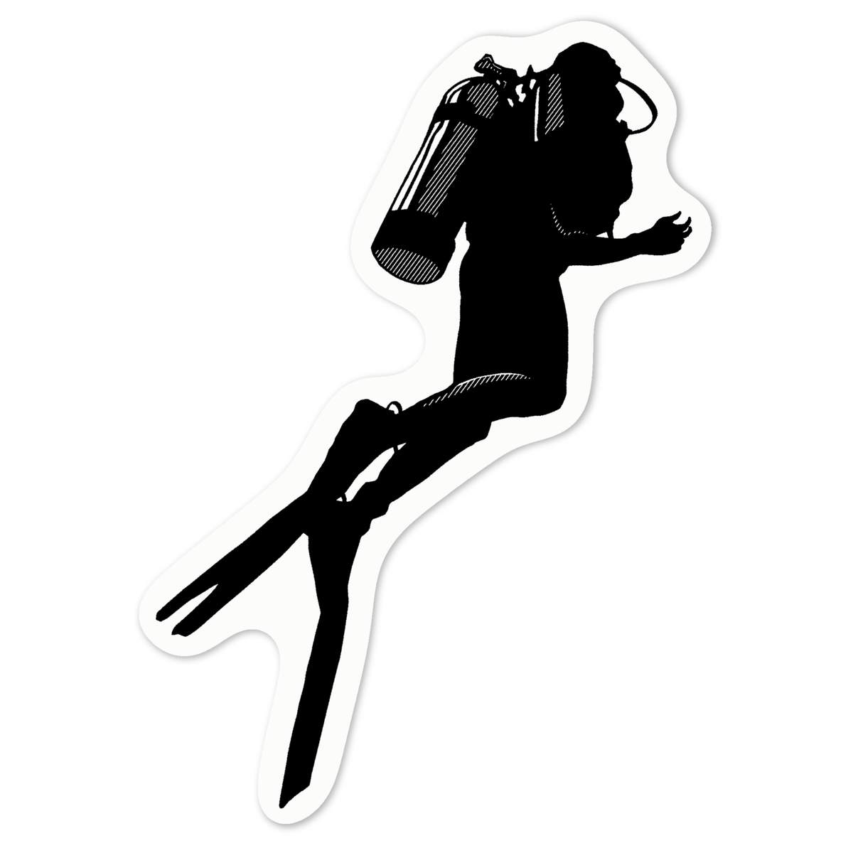 'Scuba Diver' White Premium Vinyl Decal Sticker – Waterproof, Durable & Easy to Apply - For Car Bumpers, Windows, Bins & More - Medium (100mm) (DW00033682)