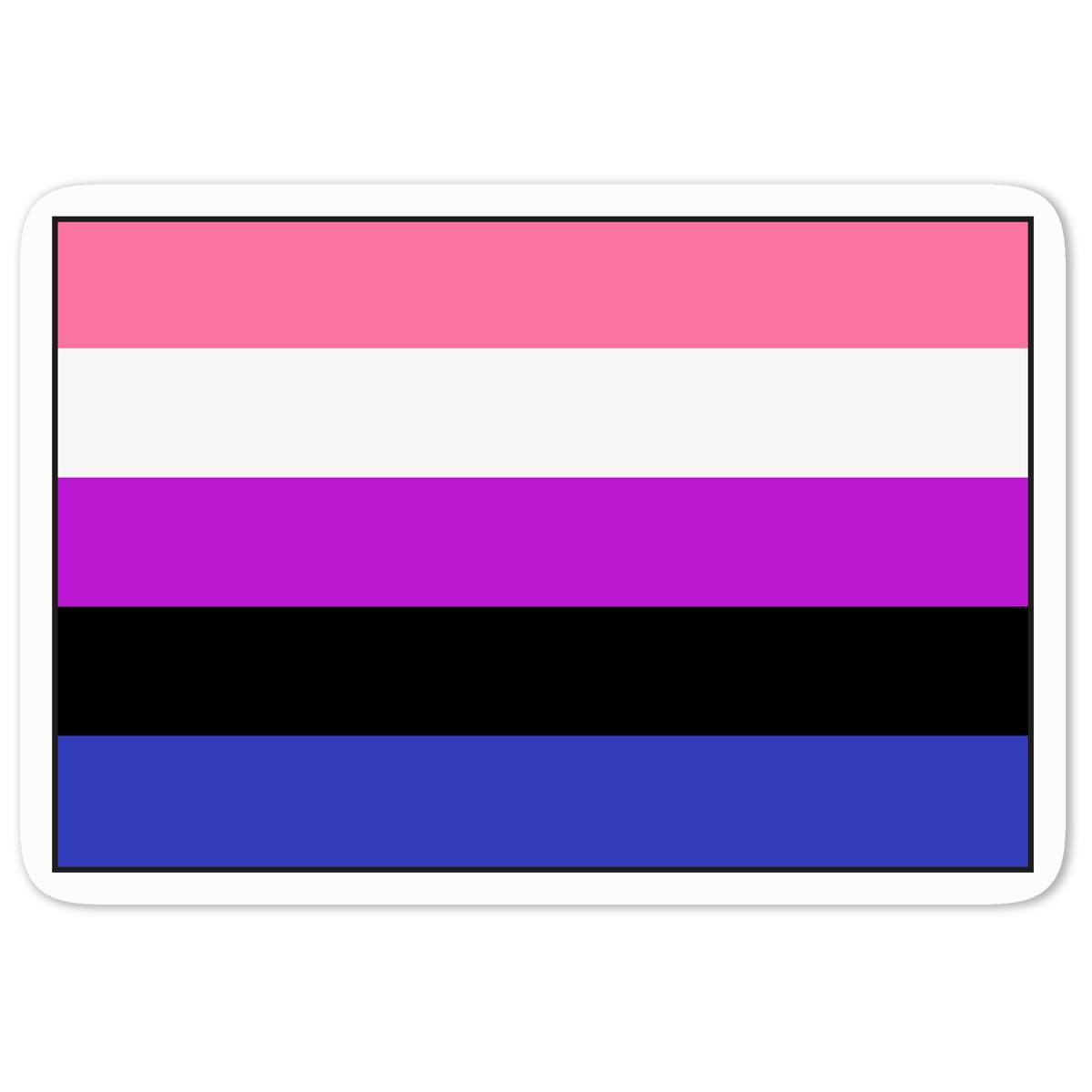 'Genderfluid Pride Flag' White Premium Vinyl Decal Sticker – Waterproof, Durable & Easy to Apply - For Car Bumpers, Windows, Bins & More - Medium (100mm) (DW00034262)