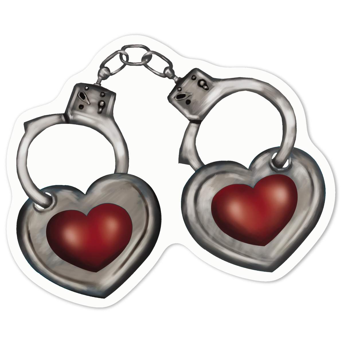 'Heart Handcuffs' White Premium Vinyl Decal Sticker – Waterproof, Durable & Easy to Apply - For Car Bumpers, Windows, Bins & More - Medium (100mm) (DW00043530)