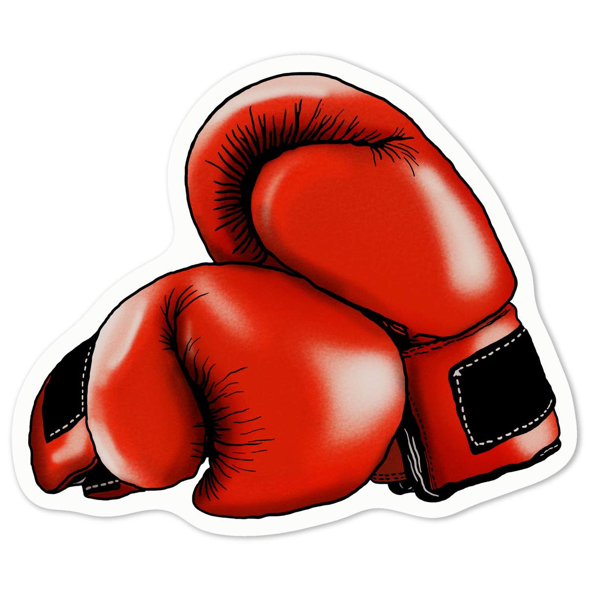 'Boxing Gloves' Vinyl Decal Sticker - White, 10cm - Waterproof Permanent Graphic for Cars, Windows, Bins and Smooth Surfaces (DW00047946)
