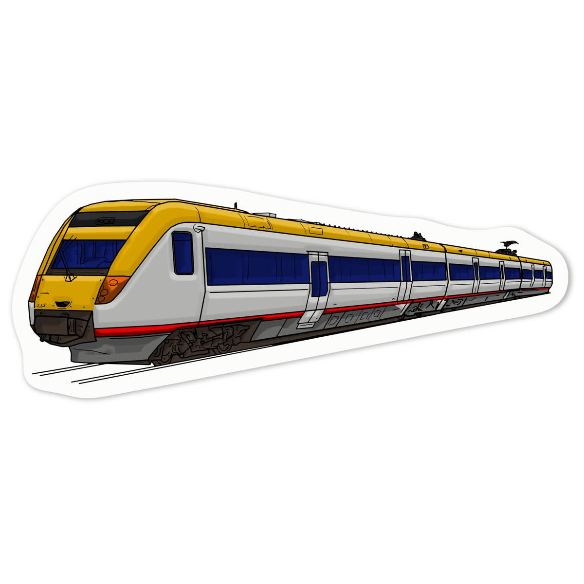 'Inter City Commuter Train' White Premium Vinyl Decal Sticker – Waterproof, Durable & Easy to Apply - For Car Bumpers, Windows, Bins & More - Medium (100mm) (DW00048886)