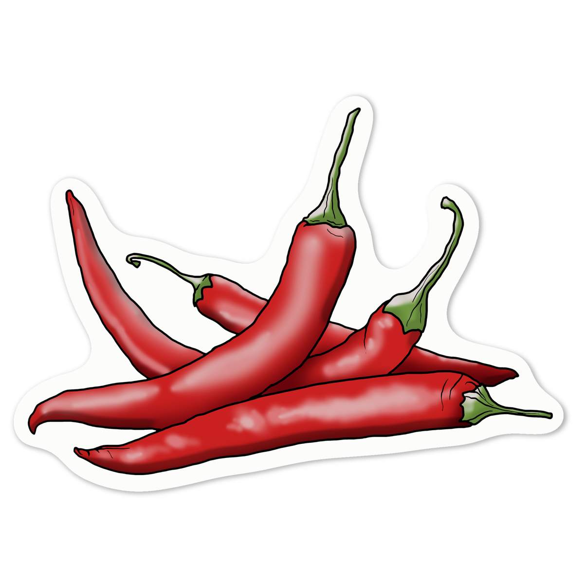 'Red Chili Peppers' White Premium Vinyl Decal Sticker – Waterproof, Durable & Easy to Apply - For Car Bumpers, Windows, Bins & More - Medium (100mm) (DW00052294)