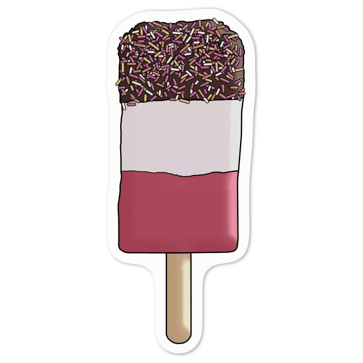 'Sprinkle Ice Lolly' White Premium Vinyl Decal Sticker – Waterproof, Durable & Easy to Apply - For Car Bumpers, Windows, Bins & More - Medium (100mm) (DW00054286)
