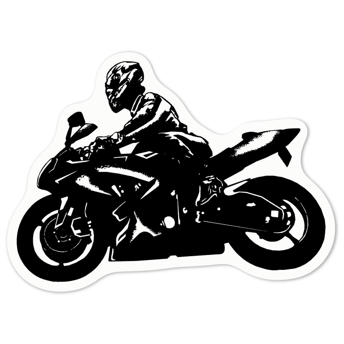'Motorcyclist' White Premium Vinyl Decal Sticker – Waterproof, Durable & Easy to Apply - For Car Bumpers, Windows, Bins & More - Medium (100mm) (DW00055654)
