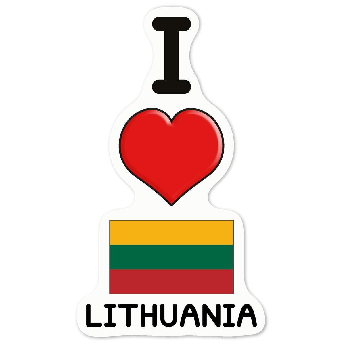 'I Love Lithuania' White Premium Vinyl Decal Sticker – Waterproof, Durable & Easy to Apply - For Car Bumpers, Windows, Bins & More - Medium (100mm) (DW00061810)