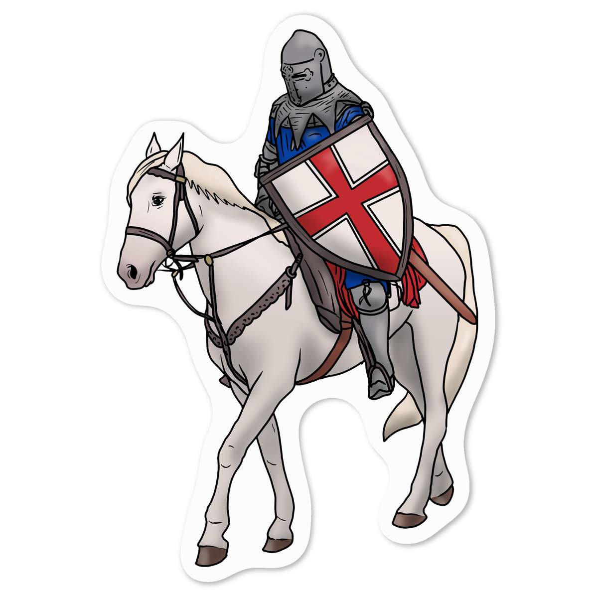 'Mounted Knight' White Premium Vinyl Decal Sticker – Waterproof, Durable & Easy to Apply - For Car Bumpers, Windows, Bins & More - Medium (100mm) (DW00068642)