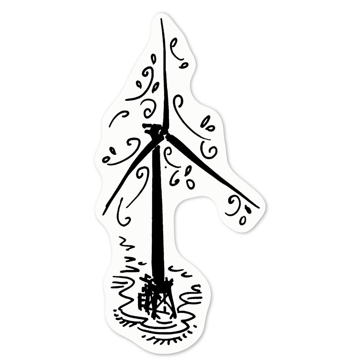 'Wind Turbine' White Premium Vinyl Decal Sticker – Waterproof, Durable & Easy to Apply - For Car Bumpers, Windows, Bins & More - Medium (100mm) (DW00068906)