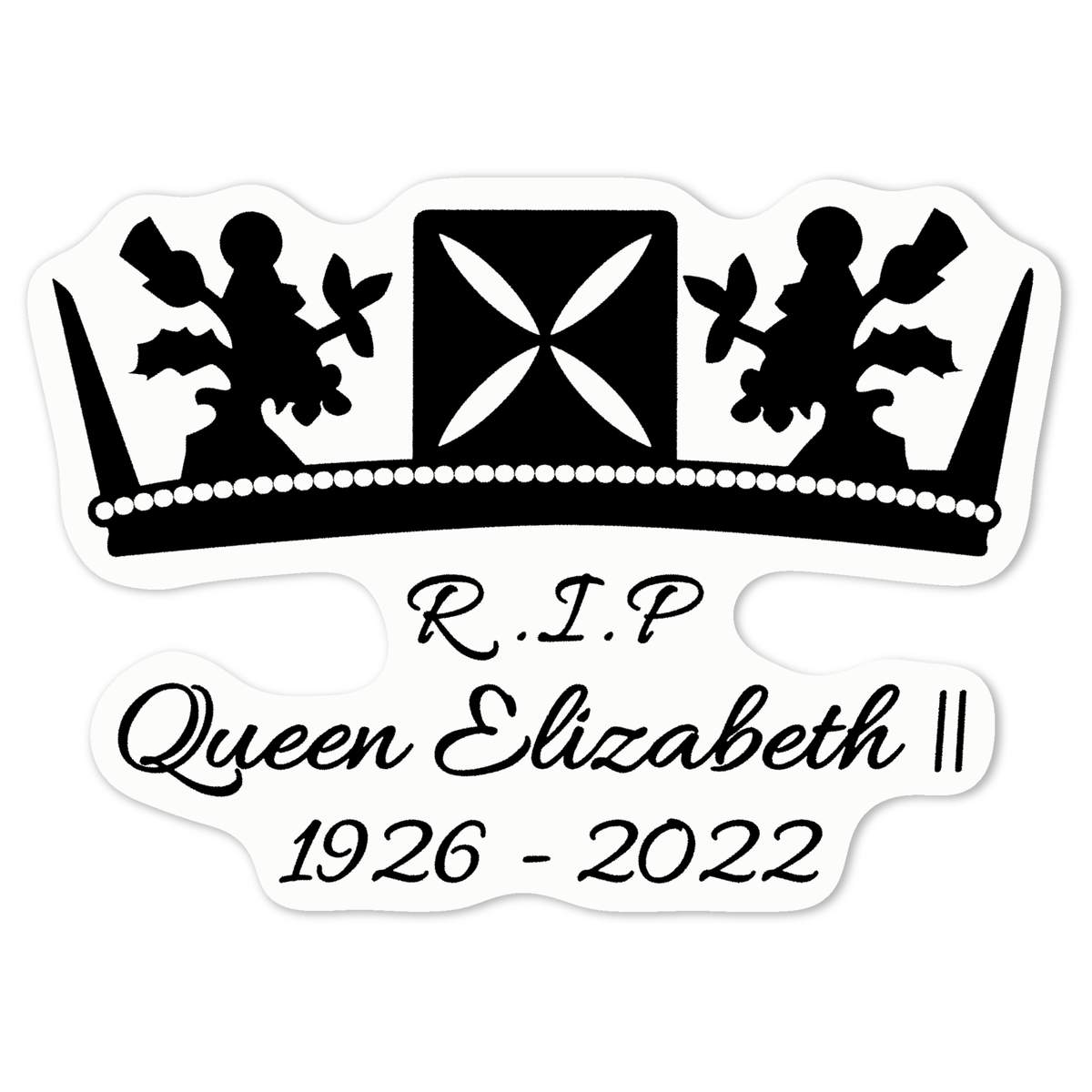 'RIP Queen Elizabeth' Vinyl Decal Sticker - White, 10cm - Waterproof Permanent Graphic for Cars, Windows, Bins and Smooth Surfaces (DW00070782)