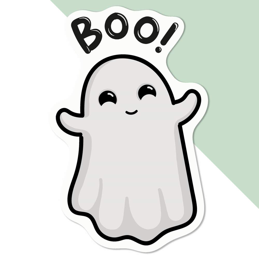 Aufkleber Halloween Boo Tsxt mit einem geist - TenStickers
