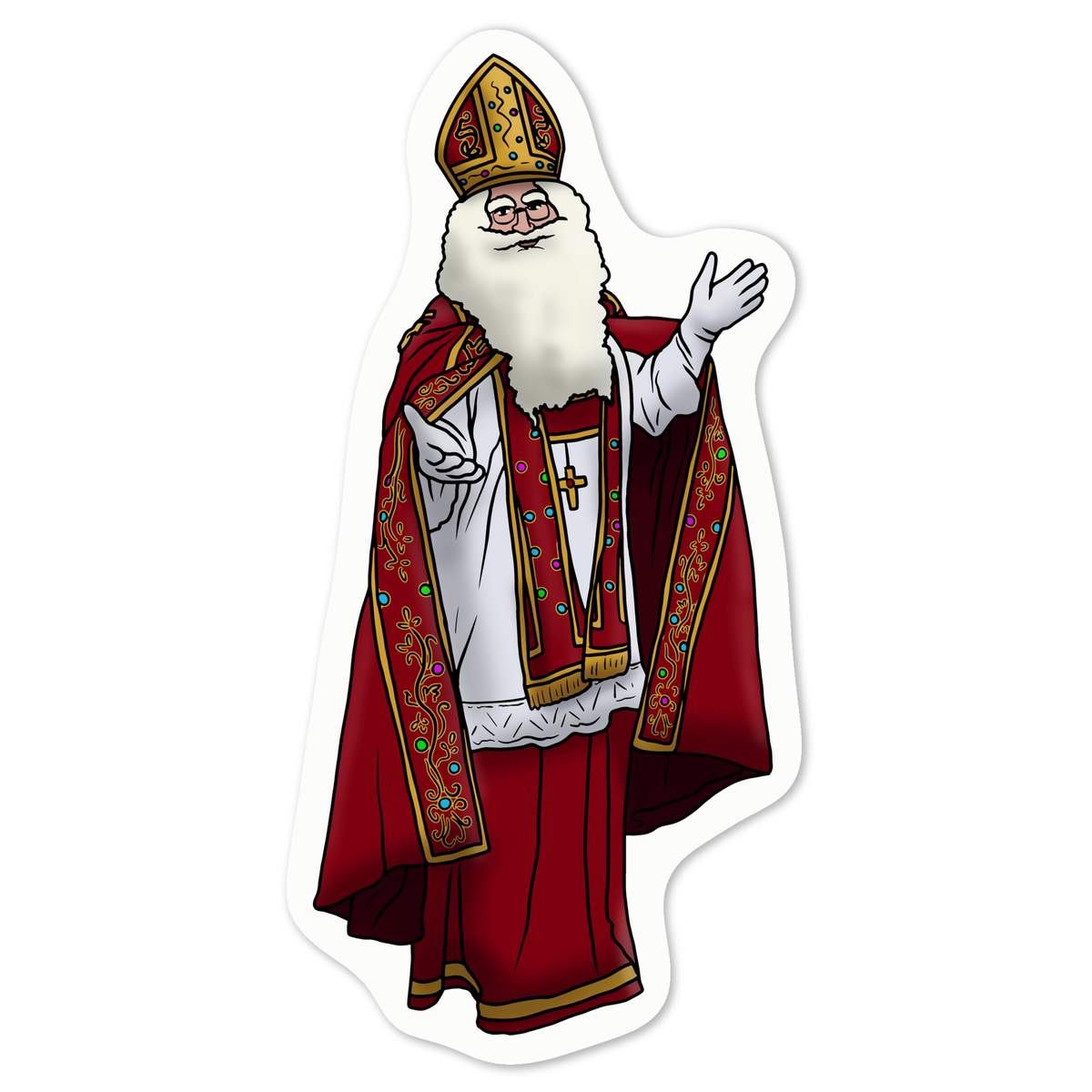 'St. Nicholas' White Premium Vinyl Decal Sticker – Waterproof, Durable & Easy to Apply - For Car Bumpers, Windows, Bins & More - Medium (100mm) (DW00071142)