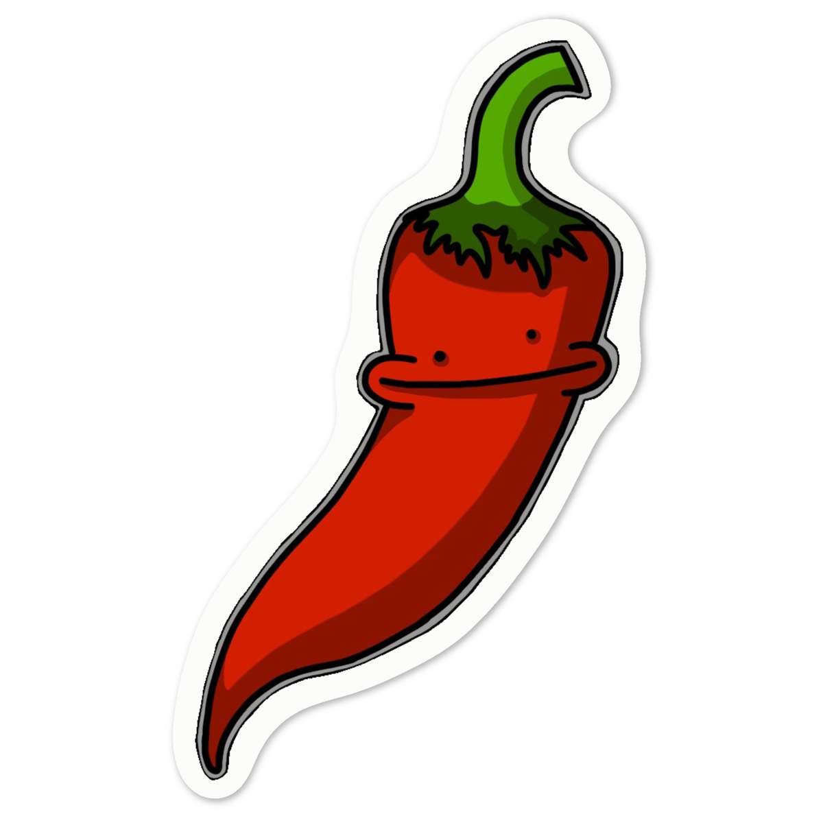 'Chili Pepper Character' White Premium Vinyl Decal Sticker – Waterproof, Durable & Easy to Apply - For Car Bumpers, Windows, Bins & More - Medium (100mm) (DW00071290)