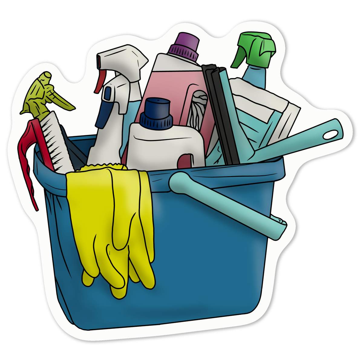 'Cleaning Products' White Premium Vinyl Decal Sticker – Waterproof, Durable & Easy to Apply - For Car Bumpers, Windows, Bins & More - Medium (100mm) (DW00072754)