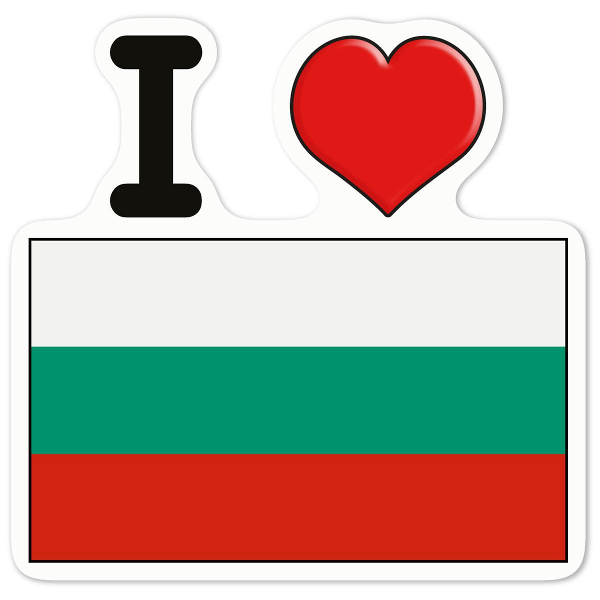 'I Love Bulgaria' White Premium Vinyl Decal Sticker – Waterproof, Durable & Easy to Apply - For Car Bumpers, Windows, Bins & More - Medium (100mm) (DW00074466)