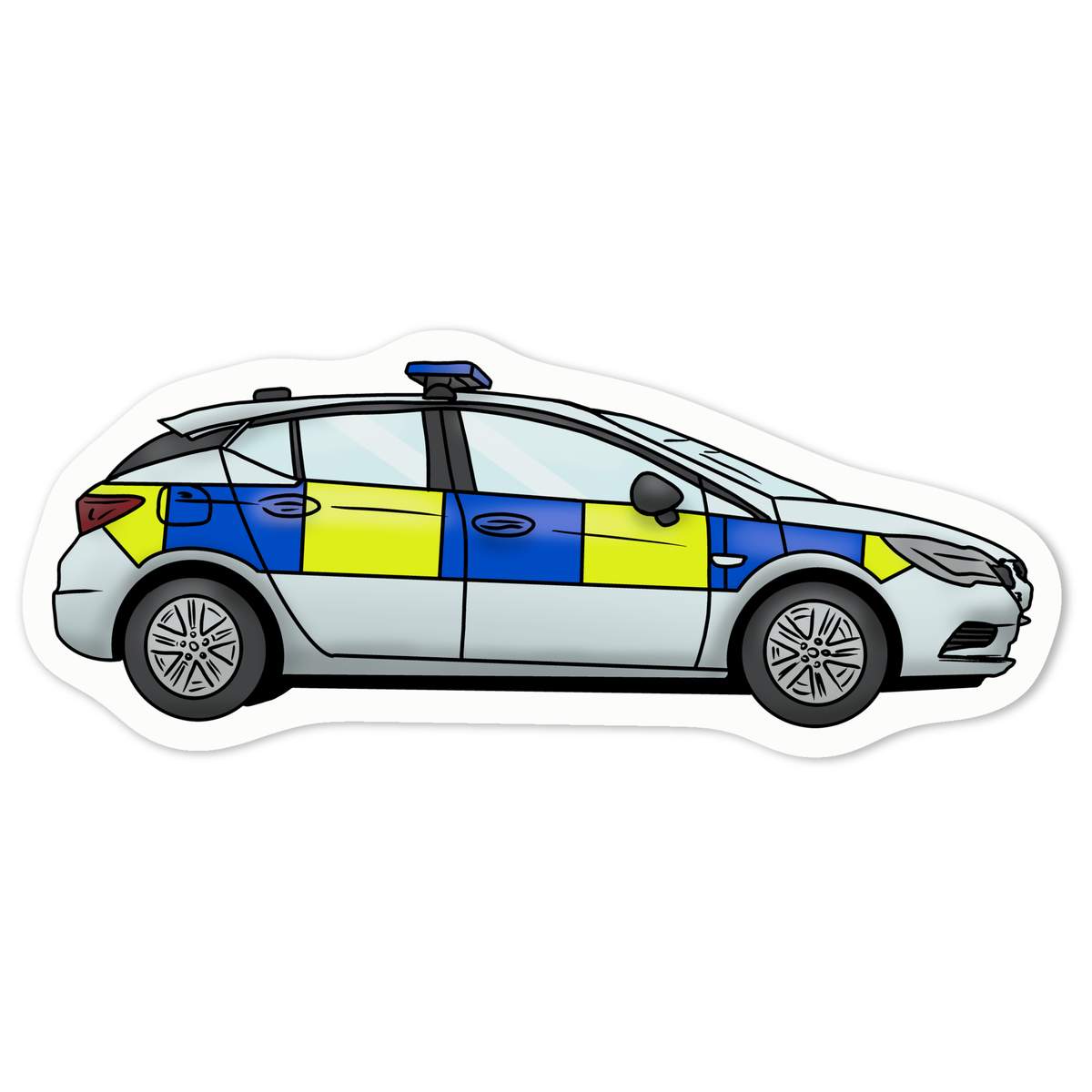 'UK Police Car' White Premium Vinyl Decal Sticker – Waterproof, Durable & Easy to Apply - For Car Bumpers, Windows, Bins & More - Medium (100mm) (DW00079701)