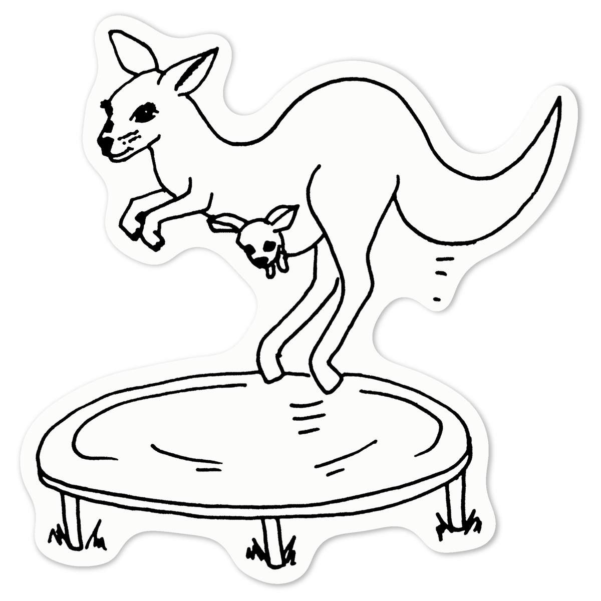 'Kangaroo On Trampoline' White Premium Vinyl Decal Sticker – Waterproof, Durable & Easy to Apply - For Car Bumpers, Windows, Bins & More - Medium (100mm) (DW00080337)