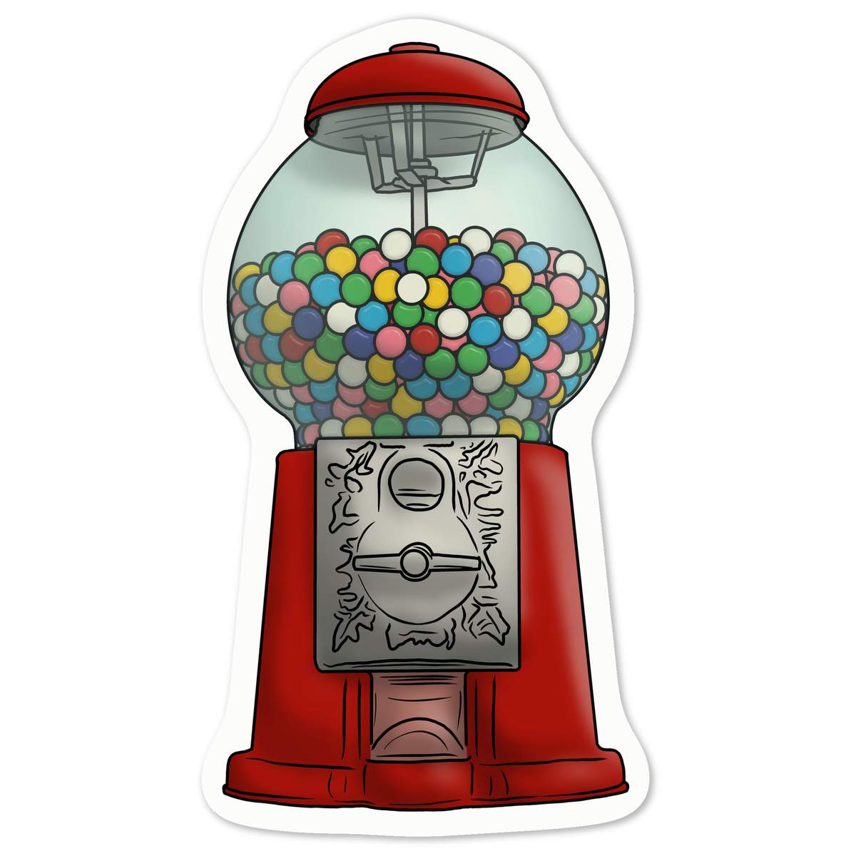 'Gumball Machine' Vinyl Decal Sticker - White, 10cm - Waterproof Permanent Graphic for Cars, Windows, Bins and Smooth Surfaces (DW00080941)