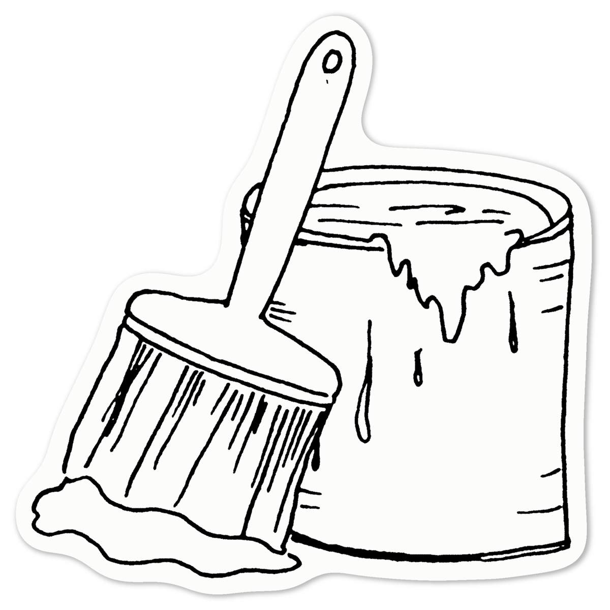 'Paint Tin & Brush' White Premium Vinyl Decal Sticker – Waterproof, Durable & Easy to Apply - For Car Bumpers, Windows, Bins & More - Medium (100mm) (DW00082721)