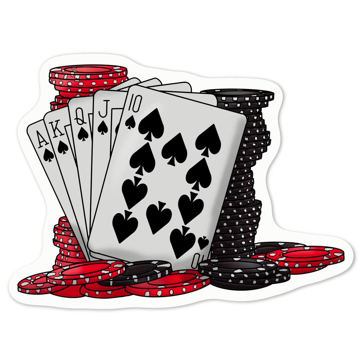 'Cards & Poker Chips' White Premium Vinyl Decal Sticker – Waterproof, Durable & Easy to Apply - For Car Bumpers, Windows, Bins & More - Medium (100mm) (DW00083165)