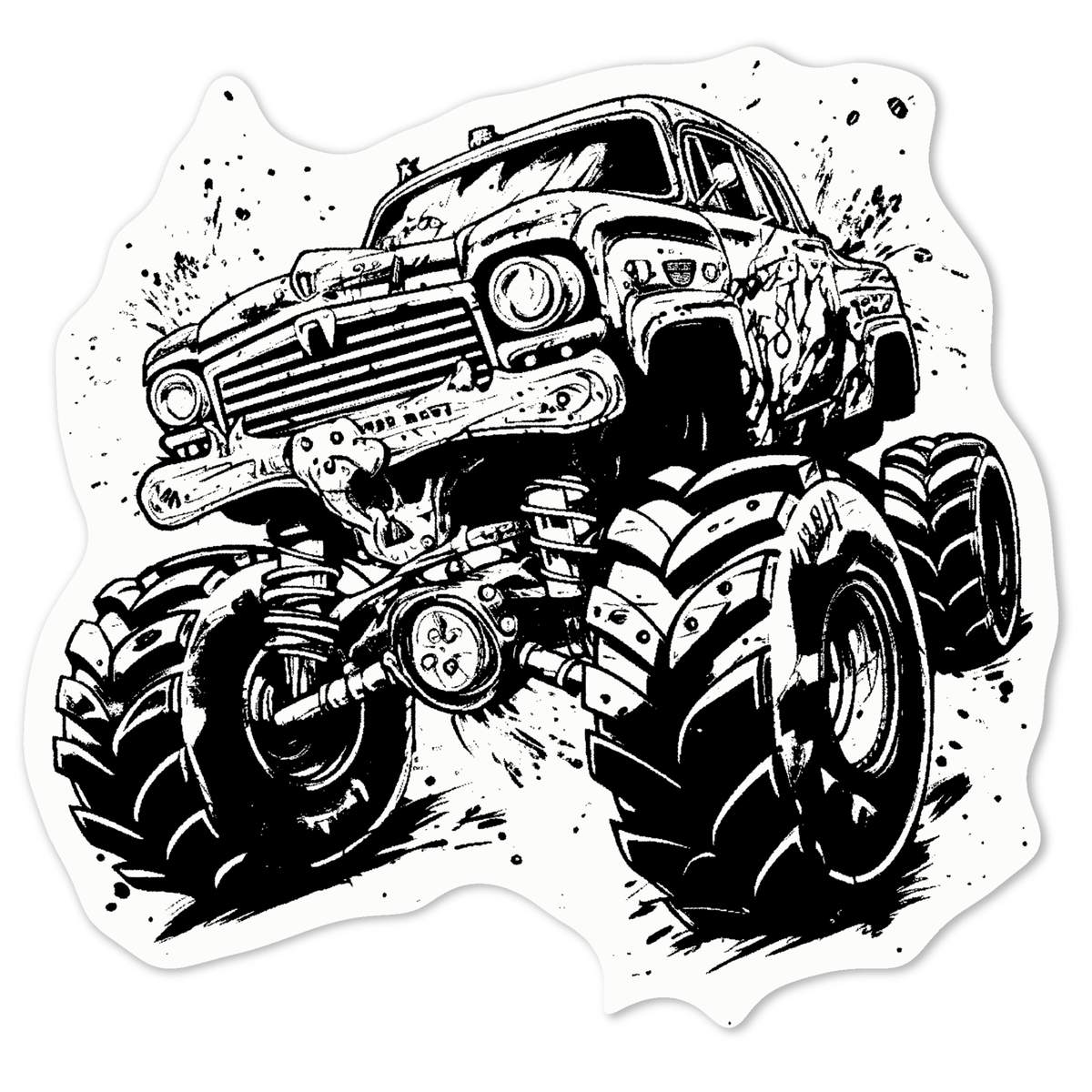 'Monster Truck' White Premium Vinyl Decal Sticker – Waterproof, Durable & Easy to Apply - For Car Bumpers, Windows, Bins & More - Medium (100mm) (DW00090381)