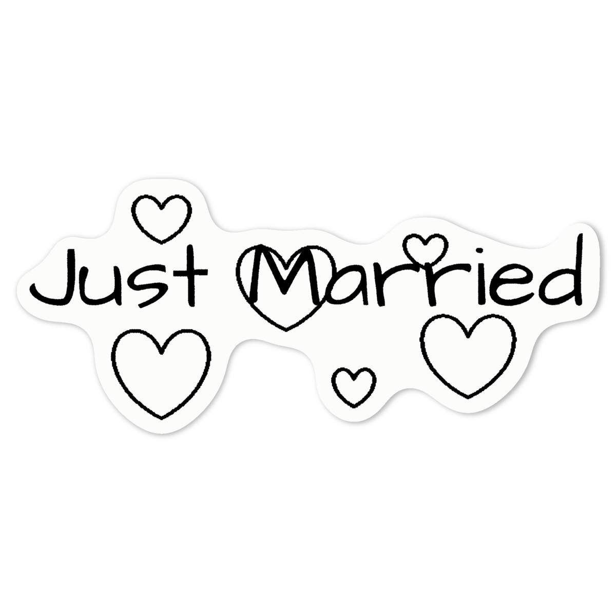 'Just Married ' White Premium Vinyl Decal Sticker – Waterproof, Durable & Easy to Apply - For Car Bumpers, Windows, Bins & More - Medium (100mm) (DW00090737)