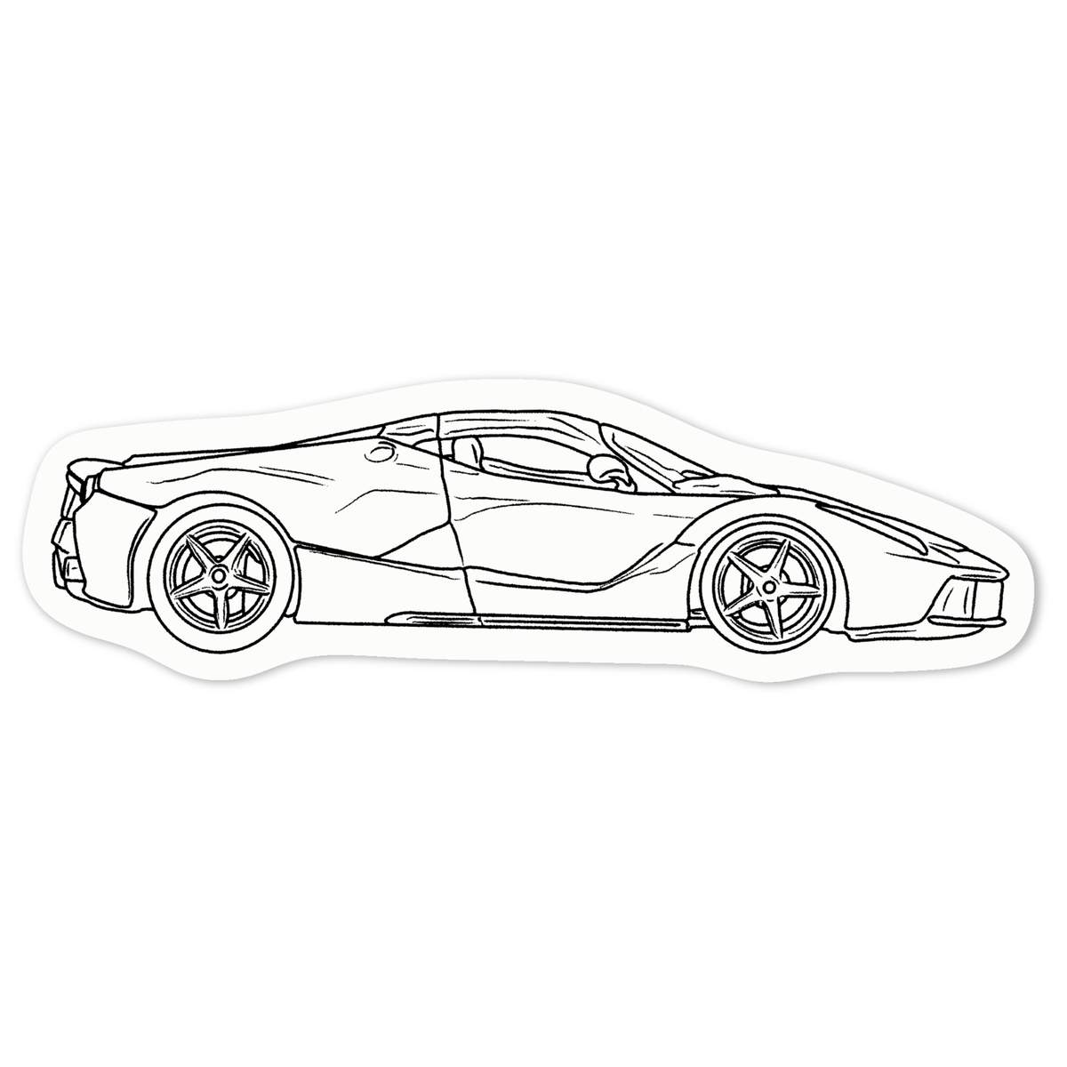 'Fancy Sports Car' White Premium Vinyl Decal Sticker – Waterproof, Durable & Easy to Apply - For Car Bumpers, Windows, Bins & More - Medium (100mm) (DW00092901)