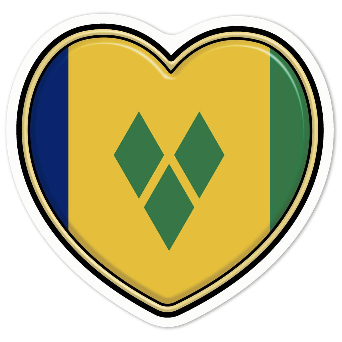 'Saint Vincent and the Grenadines Flag Heart' White Premium Vinyl Decal Sticker – Waterproof, Durable & Easy to Apply - For Car Bumpers, Windows, Bins & More - Medium (100mm) (DW00
