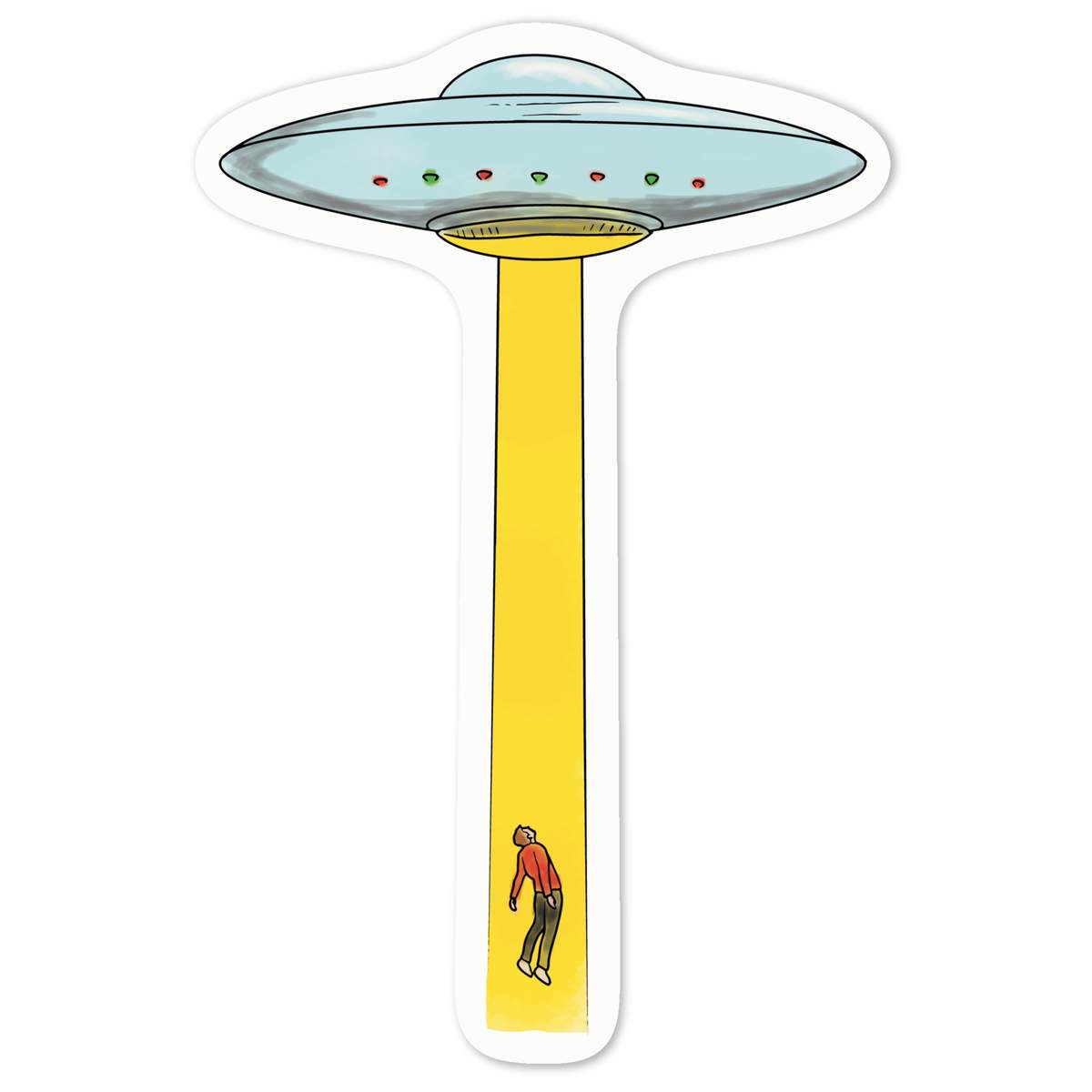 'Alien Abduction' White Premium Vinyl Decal Sticker – Waterproof, Durable & Easy to Apply - For Car Bumpers, Windows, Bins & More - Medium (100mm) (DW00098721)
