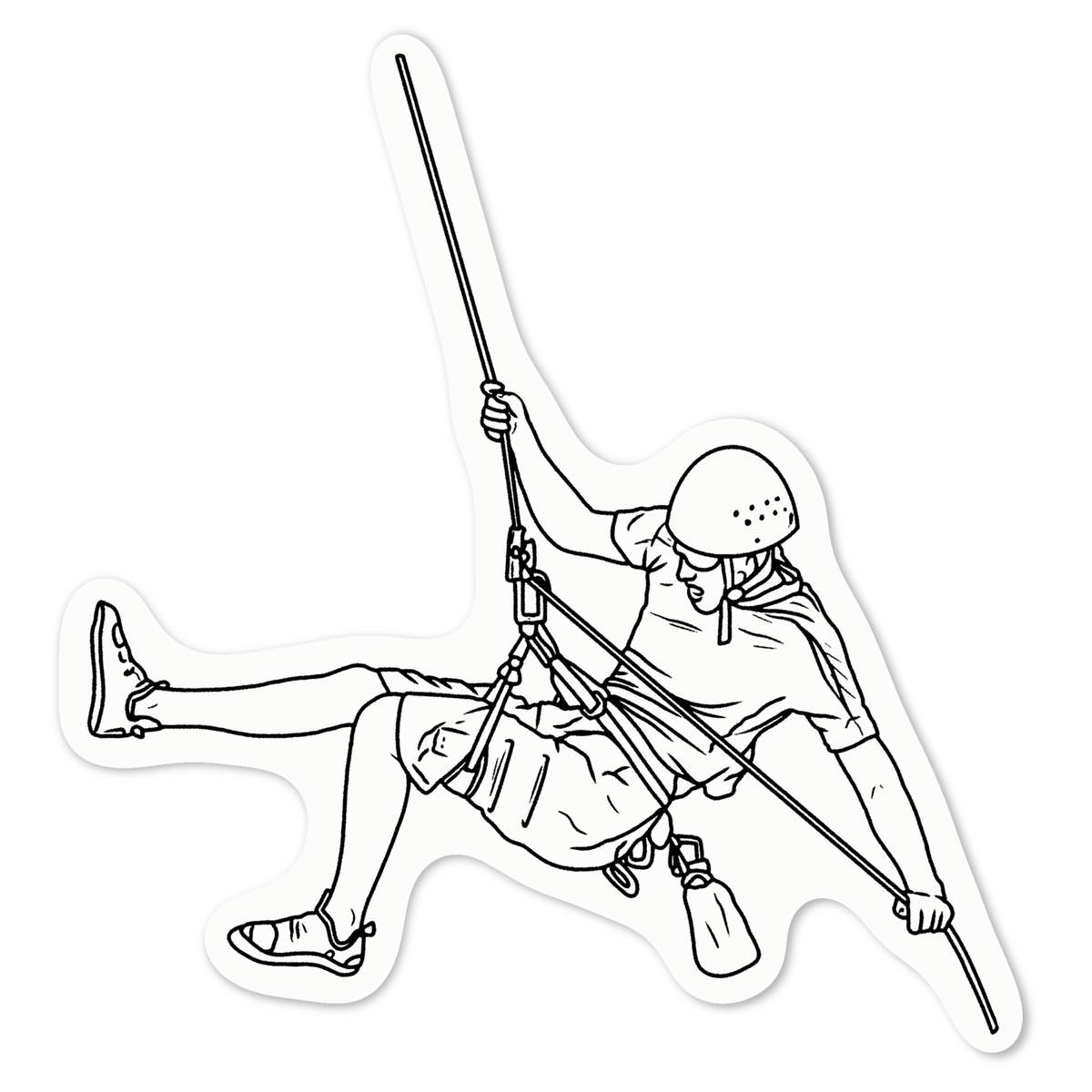 'Rock Climber Abseiling' White Premium Vinyl Decal Sticker – Waterproof, Durable & Easy to Apply - For Car Bumpers, Windows, Bins & More - Medium (100mm) (DW00100133)