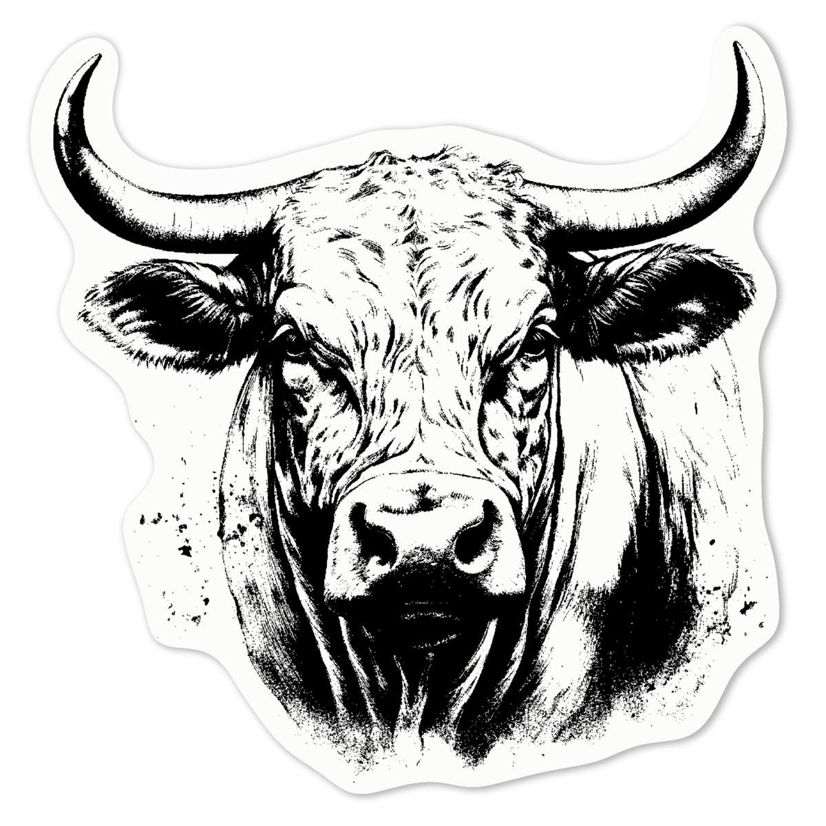 'bull' White Premium Vinyl Decal Sticker – Waterproof, Durable & Easy to Apply - For Car Bumpers, Windows, Bins & More - Medium (100mm) (DW00100225)