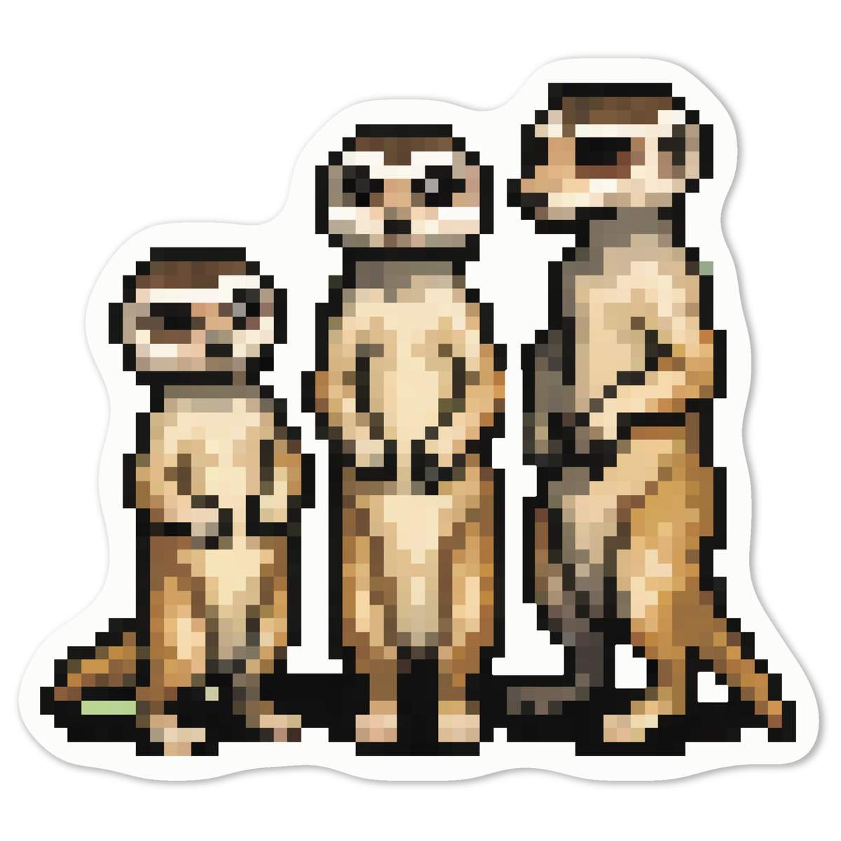 'Pixel Art Meerkat Family' White Premium Vinyl Decal Sticker – Waterproof, Durable & Easy to Apply - For Car Bumpers, Windows, Bins & More - Medium (100mm) (DW00103729)