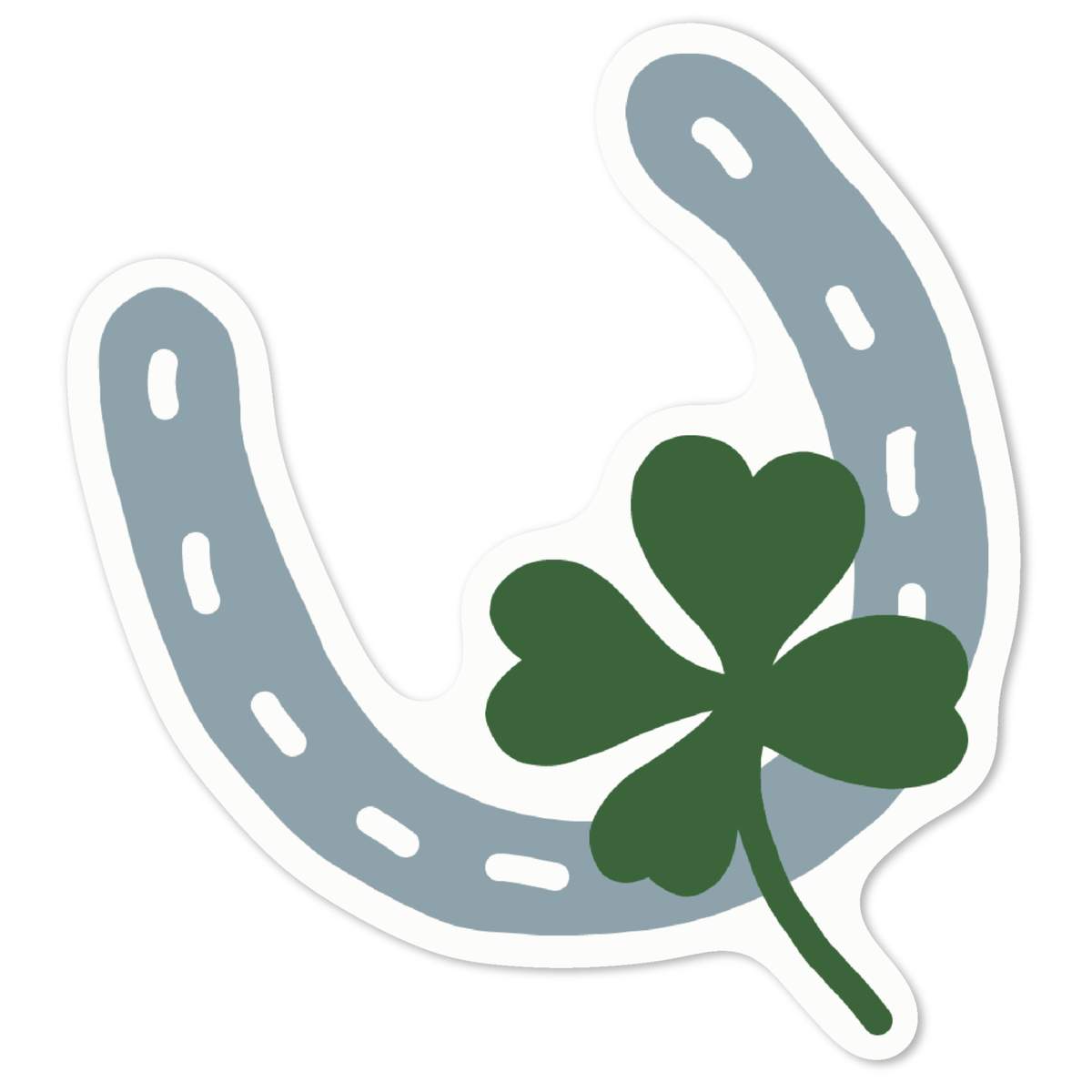 'Lucky Horseshoe and Four Leaf Clover' White Premium Vinyl Decal Sticker – Waterproof, Durable & Easy to Apply - For Car Bumpers, Windows, Bins & More - Medium (100mm) (DW00106301)