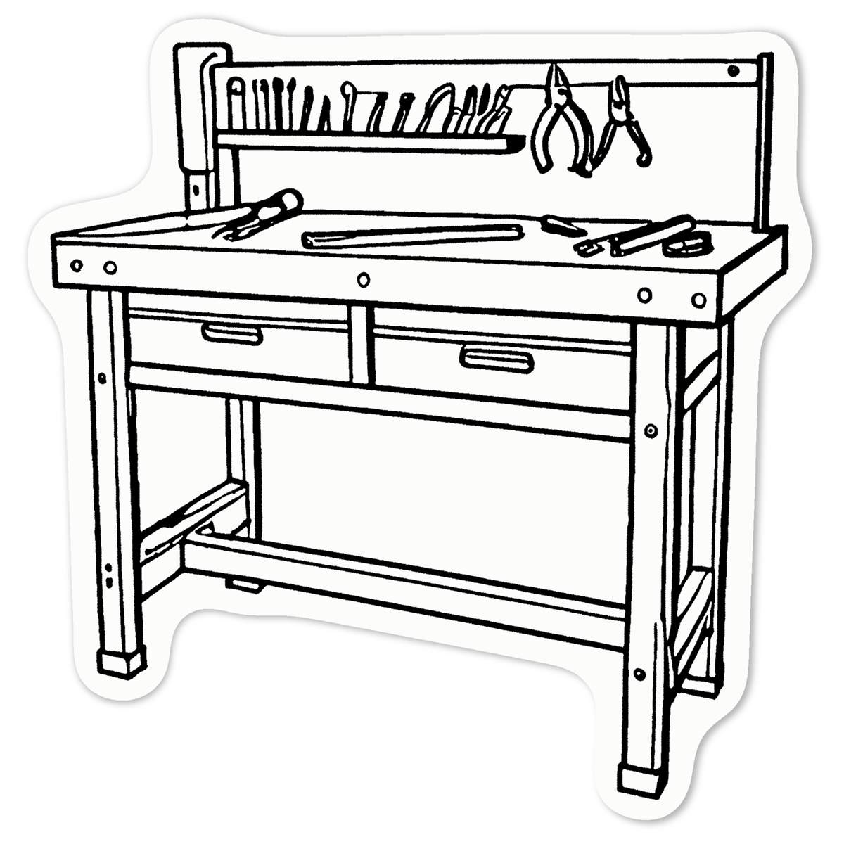 'Tools Workbench' White Premium Vinyl Decal Sticker – Waterproof, Durable & Easy to Apply - For Car Bumpers, Windows, Bins & More - Medium (100mm) (DW00107557)