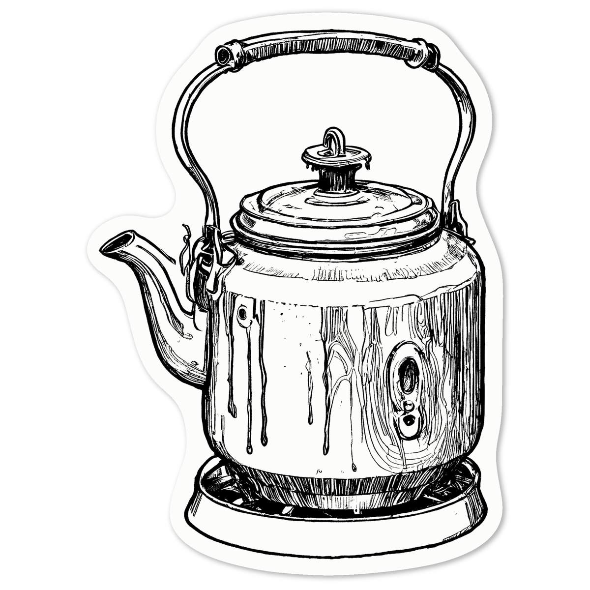 'Stove Top Kettle' White Premium Vinyl Decal Sticker – Waterproof, Durable & Easy to Apply - For Car Bumpers, Windows, Bins & More - Medium (100mm) (DW00112837)