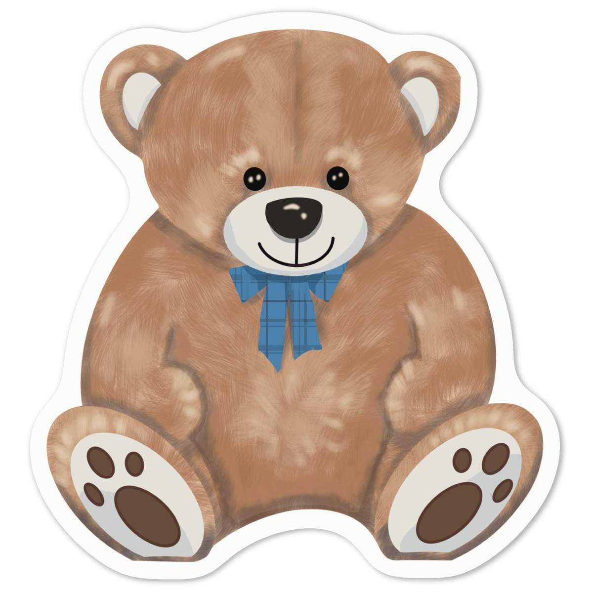 'Cute Brown Teddy Bear' White Premium Vinyl Decal Sticker – Waterproof, Durable & Easy to Apply - For Car Bumpers, Windows, Bins & More - Medium (100mm) (DW00113441)