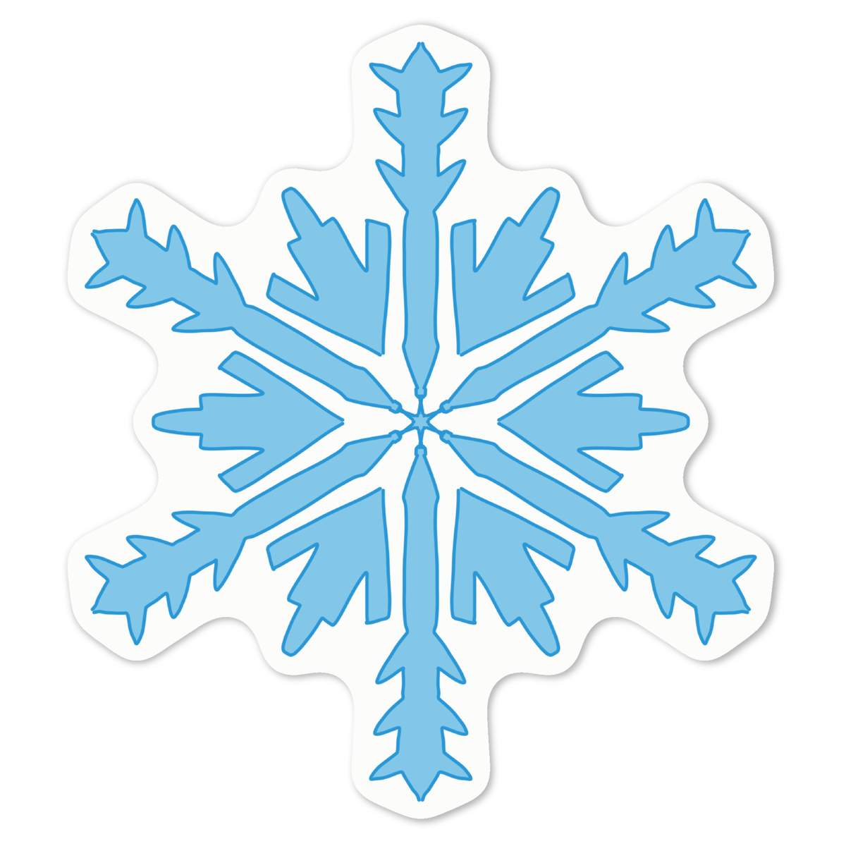 'Snowflake In Blue' White Premium Vinyl Decal Sticker – Waterproof, Durable & Easy to Apply - For Car Bumpers, Windows, Bins & More - Medium (100mm) (DW00113601)