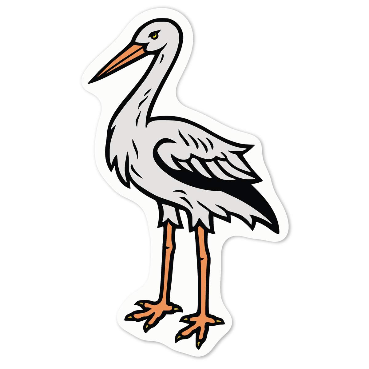 'Bird Stork ' Vinyl Decal Sticker - White, 10cm - Waterproof Permanent Graphic for Cars, Windows, Bins and Smooth Surfaces (DW00115281)