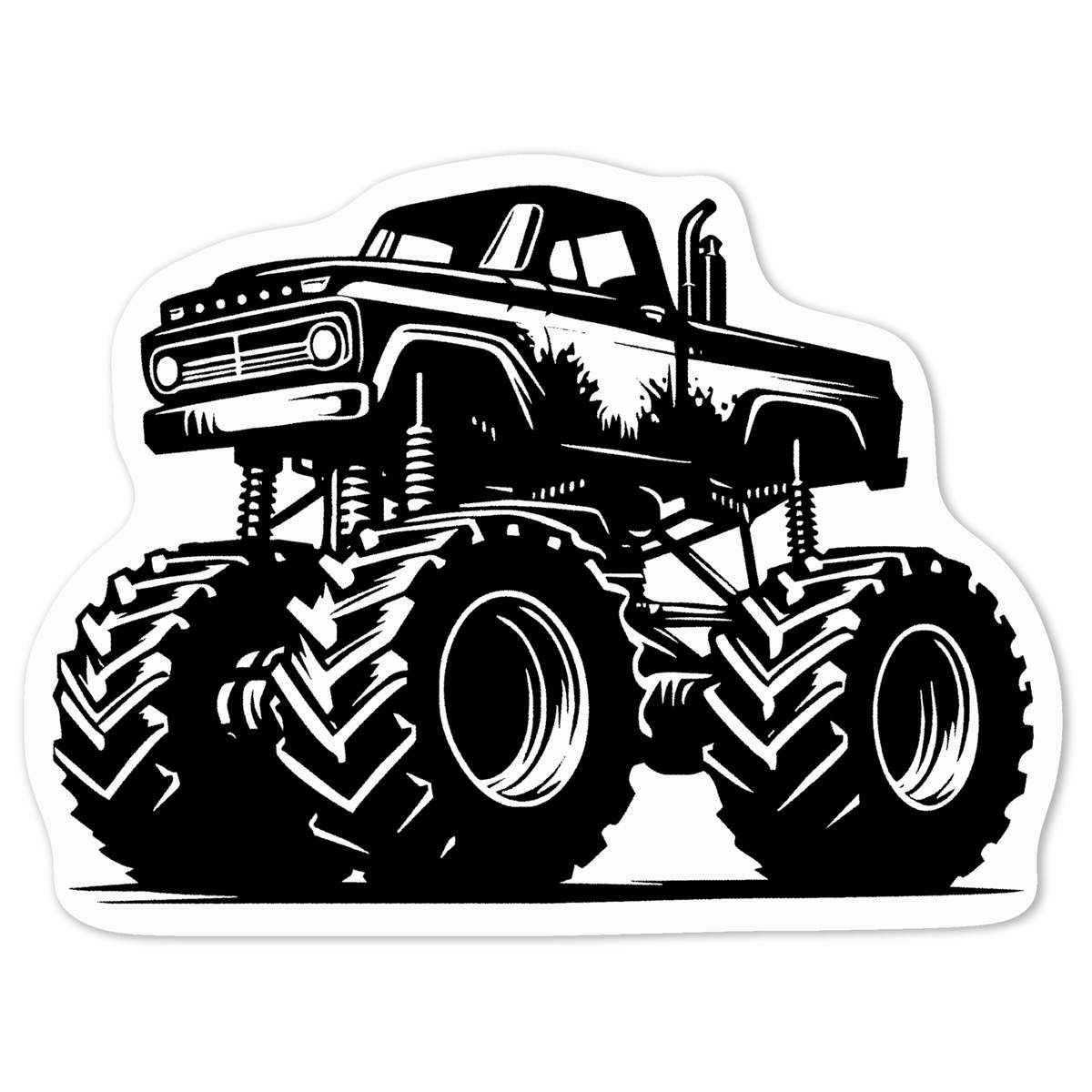 'Monster Truck' White Premium Vinyl Decal Sticker – Waterproof, Durable & Easy to Apply - For Car Bumpers, Windows, Bins & More - Medium (100mm) (DW00117537)