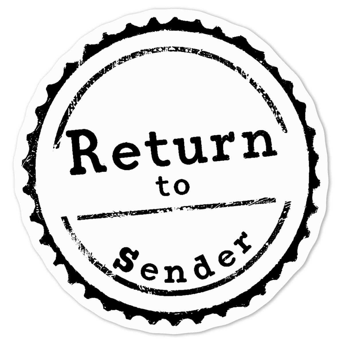 'Return to Sender' Vinyl Decal Sticker - White, 10cm - Waterproof Permanent Graphic for Cars, Windows, Bins and Smooth Surfaces (DW00117717)