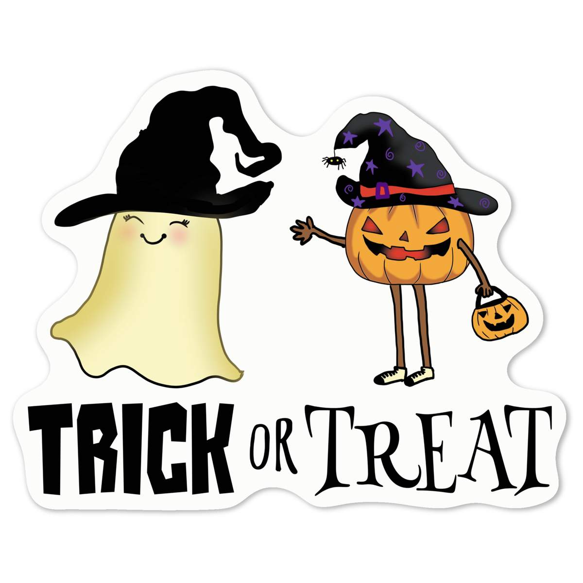 'Trick or Treat' White Premium Vinyl Decal Sticker – Waterproof, Durable & Easy to Apply - For Car Bumpers, Windows, Bins & More - Medium (100mm) (DW00126657)