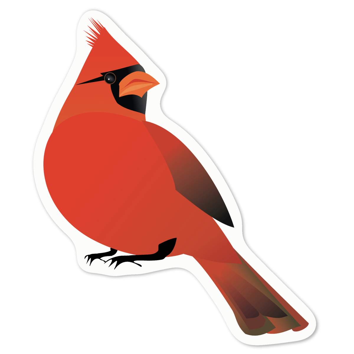 'Red Cardinal' White Premium Vinyl Decal Sticker – Waterproof, Durable & Easy to Apply - For Car Bumpers, Windows, Bins & More - Medium (100mm) (DW00126909)