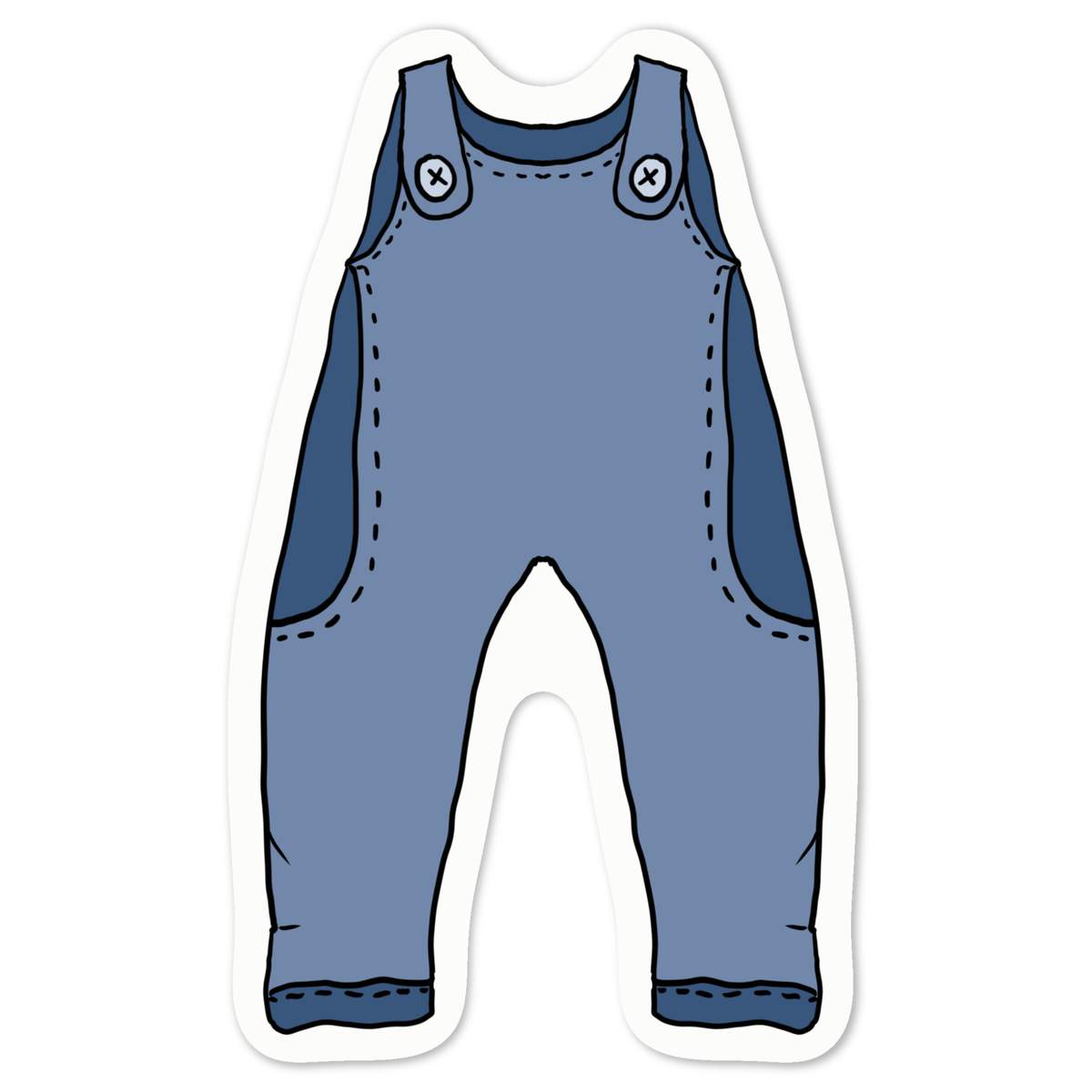'Blue Dungarees' White Premium Vinyl Decal Sticker – Waterproof, Durable & Easy to Apply - For Car Bumpers, Windows, Bins & More - Medium (100mm) (DW00133041)