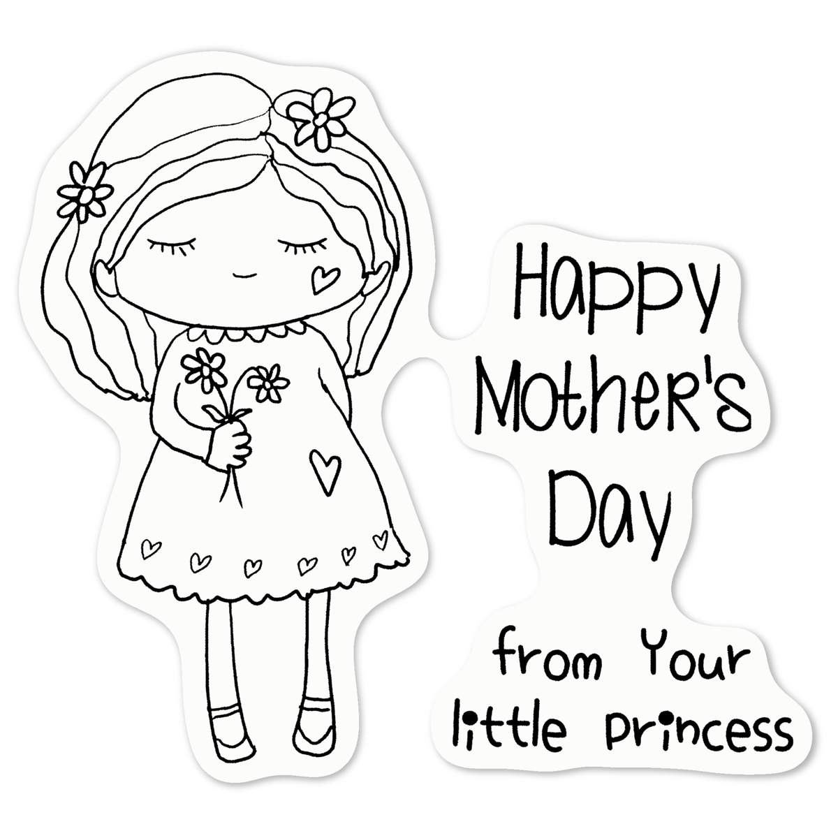 'Happy Mother's Day From Your Princess' White Premium Vinyl Decal Sticker – Waterproof, Durable & Easy to Apply - For Car Bumpers, Windows, Bins & More - Medium (100mm) (DW00136421