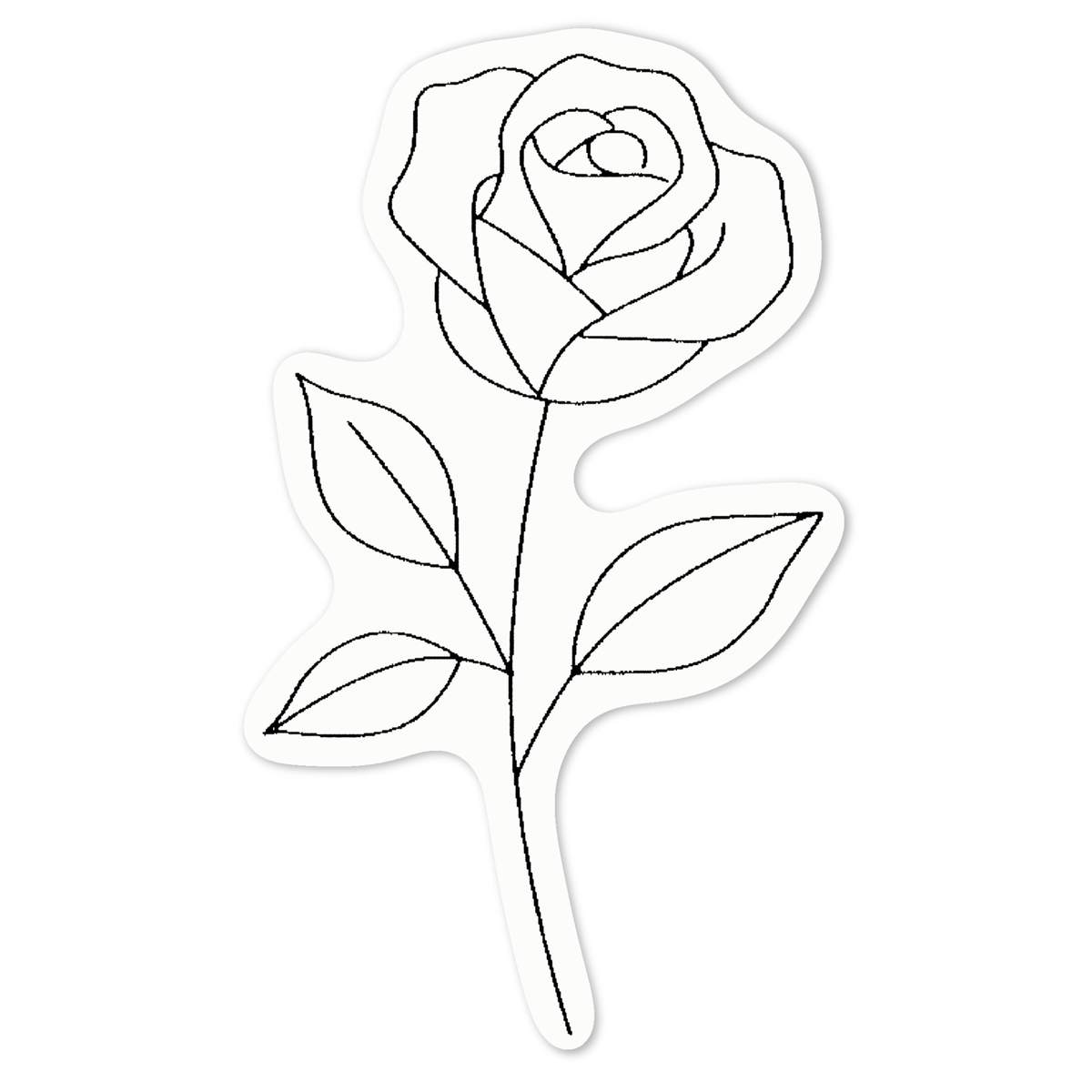 'Single Rose' White Premium Vinyl Decal Sticker – Waterproof, Durable & Easy to Apply - For Car Bumpers, Windows, Bins & More - Medium (100mm) (DW00137877)