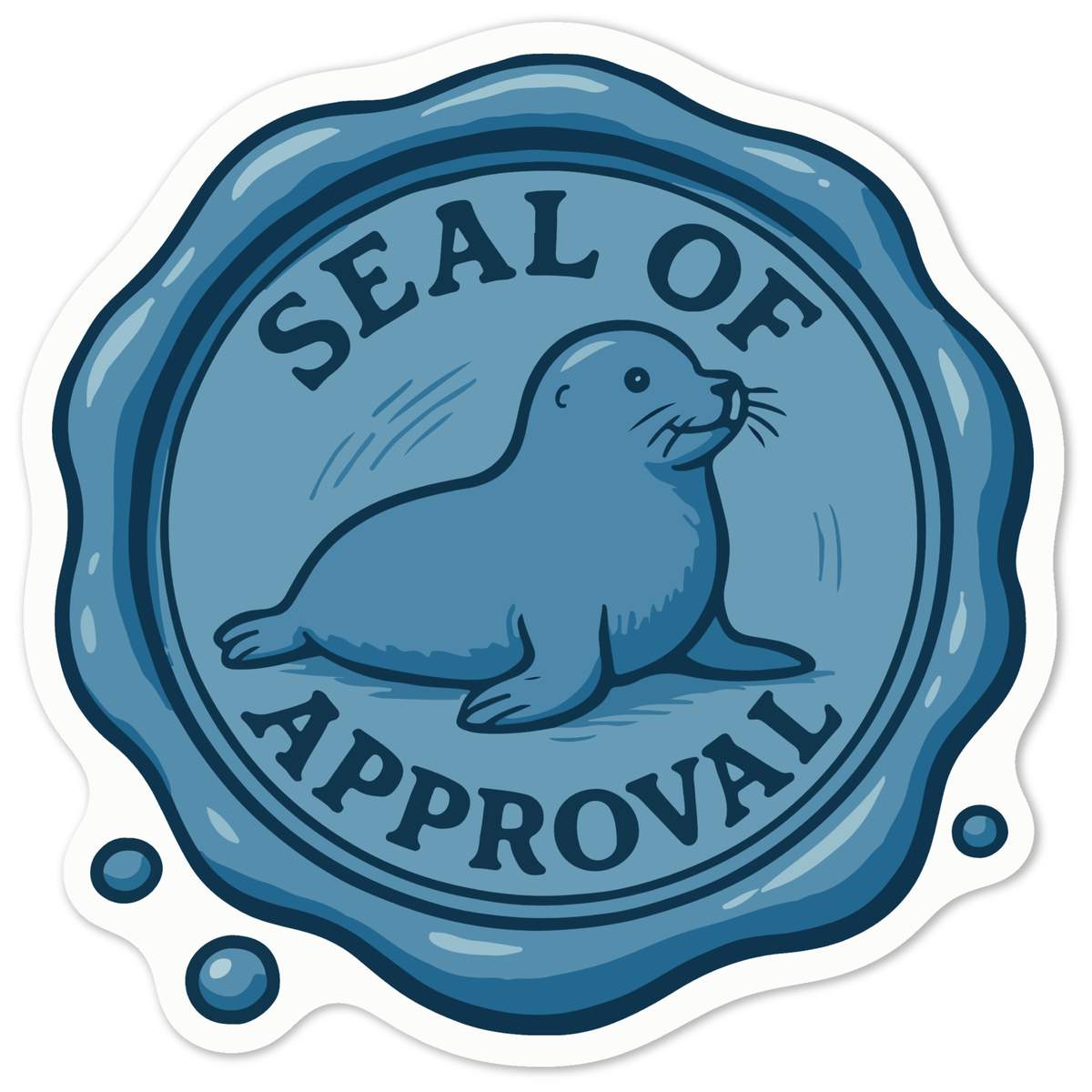 'Seal of Approval' Vinyl Decal Sticker - White, 10cm - Waterproof Permanent Graphic for Cars, Windows, Bins and Smooth Surfaces (DW00146869)